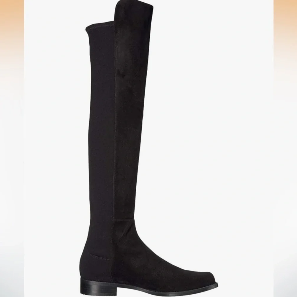 Stuart Weitzman Black Suede 5050 Over the Knee Pull-On With Stretch Back Boots